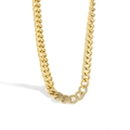 Massive vergoldete Gliederkette im Cuban-Stil mit funkelnden Zirkonia-Akzenten - Panzerkette Halskette (CYN0108) / Gold mit Diamanten (CYN0108)