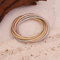 Three-tone layered spring snake chain bracelet in gold, silver, and rose gold finishes - Mixed Colors (Gold/Silver/Rose Gold)
