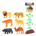 Set de 9 juguetes de animales del bosque con león, tigre, búfalo y árboles reales - Set de Animales del Bosque (929-220A)