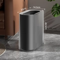 Grey slim press-top trash can with transparent shell and 14.5x28.5x30cm dimensions - Layered Style / Black