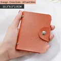 Orange cross-grain anti-degaussing card holder with 24 slots and silver metal buckle - 24 Slots / Orange - Saffiano Grain