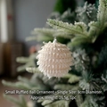 8cm cream white ruffled foam Christmas ball ornament with gold line accents and silver string - Round Skirt Ball White 8CM