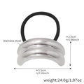 Silver stainless steel hair tie with double wavy design, size 5.5cm x 2.5cm - Double Layer Smooth Style (E606) / Steel