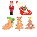 Christmas ornaments set featuring nutcracker, stockings, and trees in assorted colors - Assorted Christmas Ornament Set 4 (5 Pieces)
