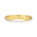 Eleganter s925 Sterlingsilber Ring mit goldenem Blattmuster und Weizenähren-Textur - US-Größe 8 / Gold