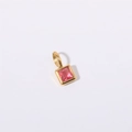 Golden birthstone pendant featuring a square-cut pink zircon in a bezel setting - July Birthstone Pendant - Gold