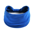 Dettaglio della fascia per capelli yoga boho blu navy con elastico arricciato morbido - Azzurro