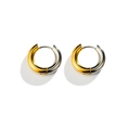 Minimalist square stainless steel earrings in two-tone gold and silver geometric design - 4.0 Round Two-Tone Hoop Earrings