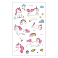 Waterproof cartoon unicorn tattoo sheet for kids featuring rainbows and cupcakes - EC-651 (Unicorn)