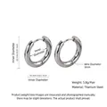 Sleek silver titanium steel hoop earrings for women with 22mm outer diameter specs - 3.0*16mm / Steel