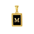 Golden pendant with black inlay and M initial featuring decorative beaded edges - Letter M