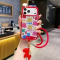 Detail of red iPhone case with lucky Chinese charms, crossbody strap, and horse pendant - Pp Spring Festival * Red Blessings And Good Fortune + Handbag / iPhone15
