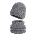 Three-piece winter knitted set with grey beanie and neck warmer featuring fleece lining - Marl Black Grey (2-Piece Set)