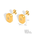 Orecchini geometrici in acciaio inossidabile dorato 18K PVD con stella zircone - Quadrato (599-01A) / Orecchini Quadrati (Strass Bianco - Colore Oro 18K)