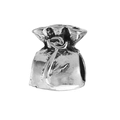 Silver pouch-shaped charm with rose floral embossing and antique metal finish - Embossed Pattern Pouch