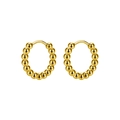 Minimalistische eiförmige Stahlperlen-Creolen in poliertem Gold-Finish für Damen - Stahlperle Rund / Gold