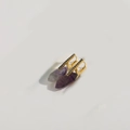 Elegant gold earrings with purple natural stones and black zircon stones inlay - Black Zircon Natural Stone