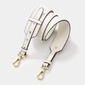 Adjustable white cowhide leather wide shoulder strap with gold-tone swivel lobster clasps - Gold Buckle / White