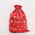 Red Christmas drawstring gift bag with festive white reindeer and snowflake motifs - Red 58*43cm