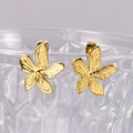Französische Vintage 18k vergoldete Edelstahl Ohrstecker mit 3D Blumenblüten Design - 18K Gold