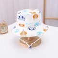 Kids cotton bucket hat with colorful fox and owl prints and adjustable white chin strap - 36 White Fox / 54cm