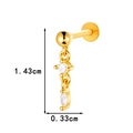 Golden titanium cross stud with cubic zirconia and precise dimension markings - Double Stone Cross Style (0195-7#) / Gold