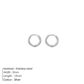 Orecchini a cerchio minimalisti in acciaio inossidabile argento da 12 mm - Stile Cerchio Minimalista (YE27400) / 12mm / Color Acciaio