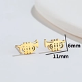Minimalist gold trumpet-shaped stud earrings in polished stainless steel 11mm x 6mm - Gold