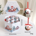 Set di 14 palline di Natale da 8cm con motivi di renne in scatola regalo esagonale - Bianco Babbo Natale e Casa di Neve 14 Pz