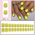 Detail showing 24pcs neon yellow short square artificial nails with glossy finish - Neon Yellow (DFYL-14)
