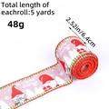 Cinta navideña de arpillera de 5 yardas con gnomos y bordes de cuadros rojos para regalo - Estilo Gnomo Nórdico (Z2-52)