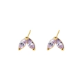 Elegant gold plated star stud earrings with purple marquise cut cubic zirconia gems - E1723 Gold Purple Zircon