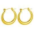 Minimalist chunky golden stainless steel hoop earrings with polished mirror finish - Mirror Polished Chunky Hoop
