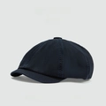 Navy blue cotton newsboy cap with reinforced stitching in a minimalist design - Navy Blue