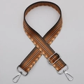 Adjustable 38mm wide replacement bag strap with orange and black geometric jacquard pattern - Style 649 Silver Hook