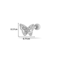 Silver butterfly cartilage stud earring with cubic zirconia and screw ball back - Micro-pave Butterfly Style (6#) / Silver