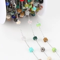 Bohemian style colorful stone bead chain in silver finish for DIY jewelry making - Steel Chain - Multicolor