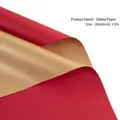 Dual-sided matte red and gold floral wrapping paper in 56x56cm size for bouquets - Matte Red + Gold