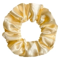 Satin fabric scrunchie in glossy champagne gold with high elasticity for women - Apricot