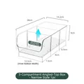 Narrow transparent fridge organizer with adjustable dividers and sloped side design - Three-Grid Slanted Box (Removable Dividers) - PET