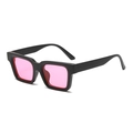 Vierkante zonnebril met matzwart montuur en stijlvolle roze getinte glazen - Zwart Frame Roze