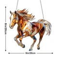 8-inch running horse suncatcher in brown and amber acrylic with a metal chain - Running Horse-OPP Bag