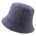 Foldable washed cotton bucket hat in dark grey with vintage texture and metal eyelets - Navy Blue