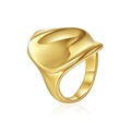 Detail view of 18K gold-plated irregular wavy ring with polished mirror finish - US 7 / Abstract Wave Style (D013) / Gold