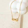 Collana infinity dorata elegante con pendente in zircone marquise su pietra naturale beige - Oro Infinito con Zircone Singolo
