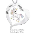 Detailed view of silver heart pendant with unicorn and 'You are magical' engraving - Heart Unicorn