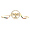 Detail of 18K gold-plated bird charm bracelet with rainbow zircon stones and sliding clasp - Bird Colorful Zircon