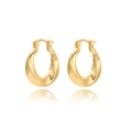 Macro detail of wide twisted gold earrings with mirror finish and snap closure - Gold Wide Twist Style / Gold