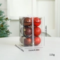 Set de bolas de Navidad rojas y café con purpurina en caja de regalo transparente - Juego de 12 / Café rojo / 6cm