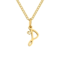 Gold plated stainless steel necklace featuring cursive letter P with a tiny heart detail - Letter P (P-Gold) / Gold